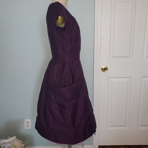 Vintage 1950's Silk Custom Dress, M - Picture 12 of 16